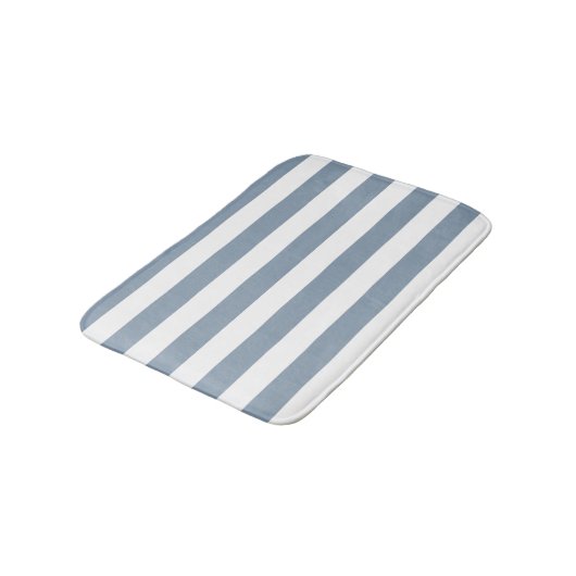 Stofbloem Blauw en Witte Strepen Badmat (Gekanteld)