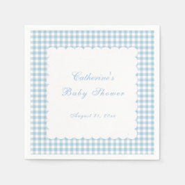 Stofbloem Blauw Gingham Klassieke Baby Borrelserve Servet
