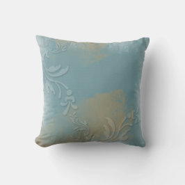 Stofbloem Blauw, Goud, Gestempeld | Kussen