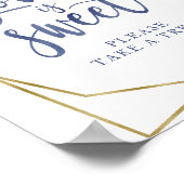 Stofbloem Blauw Gouden Bloemige Love Is Sweet Bord Poster (Hoek)