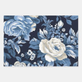 Stofbloem Blauw Marine Inpakpapier Vel (Voorkant 2)