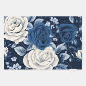 Stofbloem Blauw Marine Inpakpapier Vel (Voorkant)