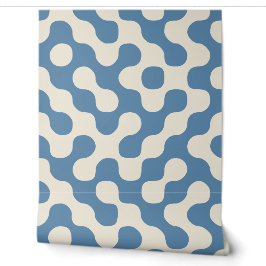 Stofbloem Blauw Mid Century Abstract Geometrisch Behang