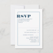 Stofbloem Blauw Minimalistische Trouw-RSVP RSVP Kaartje (Voorkant)