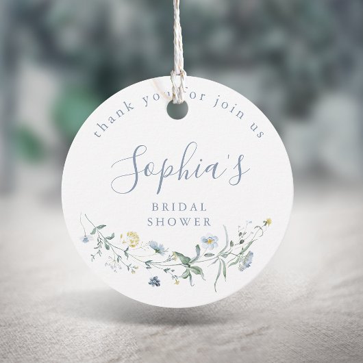 Stofbloem Blauw Rustieke Boho Bruiloft Feest Bedankjes Labels