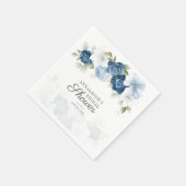 Stofbloem Blauw Schrift Bloem Bruids Bruiloft Papi Servet (Hoek)