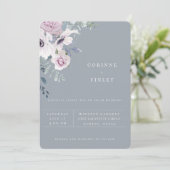 Stofbloem Blauw Tuin Bloem Bruiloft Uitnodiging (Staand voorkant)