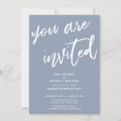 Stofbloem Blauw U Bent Uitgenodigd Trouwreceptie Kaart (Voorkant)