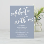 Stofbloem Blauw Vier het met Ons Trouwreceptie Kaart (Staand voorkant)