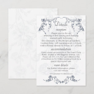 Stofbloem Blauw Vintage Bloem Bruiloft Info Instee Informatiekaartje