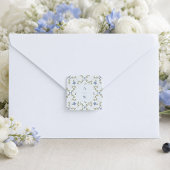 Stofbloem Blauw Volkstuin Bloem Bruiloft Monogram Vierkante Sticker