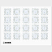 Stofbloem Blauw Volkstuin Bloem Bruiloft Monogram Vierkante Sticker (Vel)