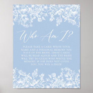 Stofbloem Blauw Wie Ben Ik Bruiloft Borrel Spel Bo Poster