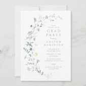Stofbloem Blauw Wilde Bloem Rustieke Boho Afstudee Kaart (Voorkant)