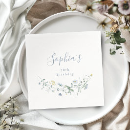 Stofbloem Blauw Wilde Bloem Rustieke Boho Verjaard Servet