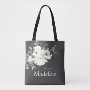 Stofbloem Blauw & Wit - Grijs Tote Bag
