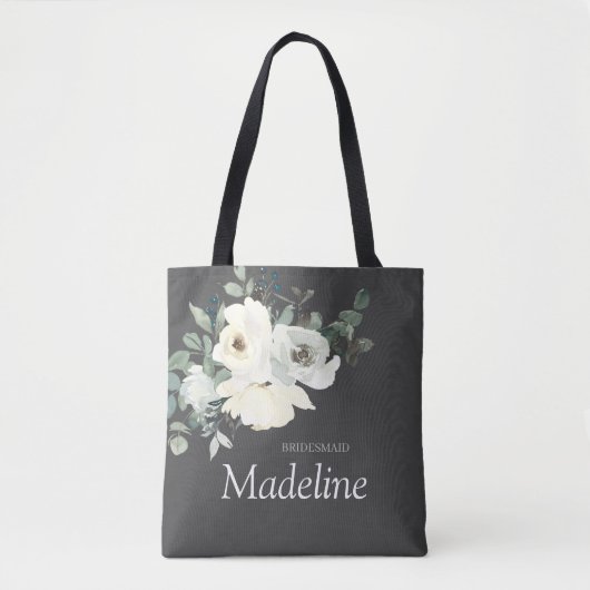 Stofbloem Blauw & Wit - Grijs Tote Bag (Voorkant)