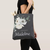Stofbloem Blauw & Wit - Grijs Tote Bag (Dichtbij)