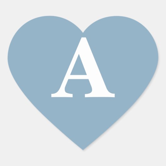 Stofbloem Blauw Witte Monogrammen Eenvoudige Bruid Hart Sticker (Voorkant)