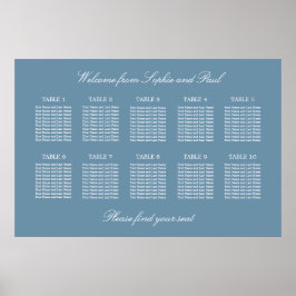 Stofbloem Blauwe 10 Tafel Trouw Stoelen Plattegron Poster