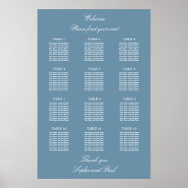 Stofbloem Blauwe 12 Tafel Trouw Stoelen Plattegron Poster