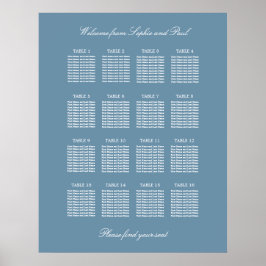 Stofbloem Blauwe 16 Tafel Trouw Stoelen Plattegron Poster