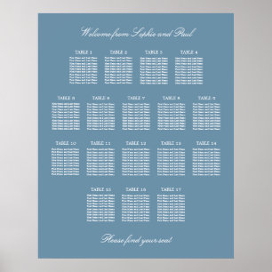Stofbloem Blauwe 17 Tafel Trouw Stoelen Plattegron Poster