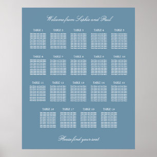 Stofbloem Blauwe 19 Tafel Trouw Stoelen Plattegron Poster