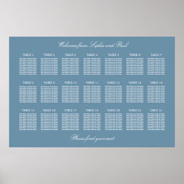 Stofbloem Blauwe 21 Tafel Trouw Stoelen Plattegron Poster