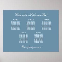 Stofbloem Blauwe 5 Tafel Trouw Stoelen Plattegrond Poster