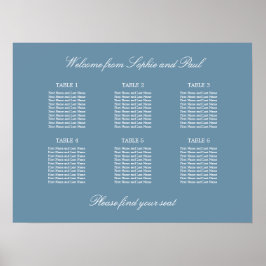 Stofbloem Blauwe 6 Tafel Trouw Stoelen Plattegrond Poster