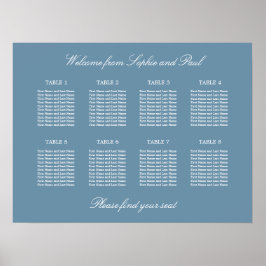 Stofbloem Blauwe 8 Tafel Trouw Stoelen Plattegrond Poster