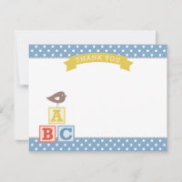 Stofbloem Blauwe ABC Blokken Vogel Baby Jongen
