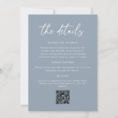 Stofbloem Blauwe All-in-One QR Code Bruidslunch Kaart (Achterkant)
