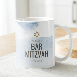 Stofbloem Blauwe Aquarel Bar Mitzvah Koffiemok