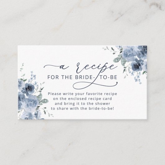 Stofbloem Blauwe Bloem Bruiloft Recept Verzoek Enc Informatiekaartje (Voorkant)