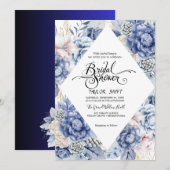 Stofbloem Blauwe Bloem Diamant | Bruiloft Feest  Kaart (Voorkant / Achterkant)