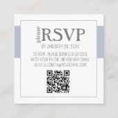 Stofbloem Blauwe Bloem & Grijze QR Code RSVP Kaart (Achterkant)