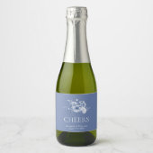 Stofbloem Blauwe Bloem “PROOST” Sparkling Wijnetiket (Voorkant)