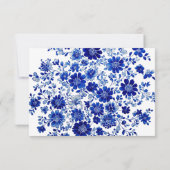 Stofbloem blauwe bloemboeket bruiloft bedankkaart (Achterkant)