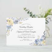 Stofbloem blauwe bloemen bruiloftsfeest alleen kaart (Staand voorkant)