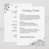Stofbloem Blauwe Bloemen Combo Menu Trouwdetails (Voorkant / Achterkant)