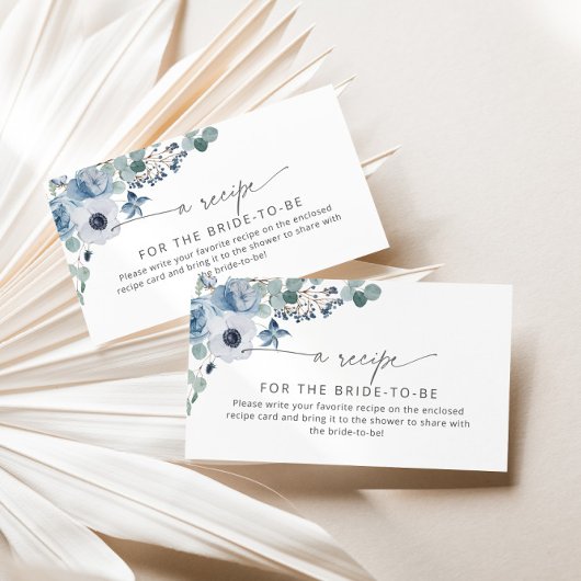 Stofbloem blauwe bloemen recept kaart invoegen