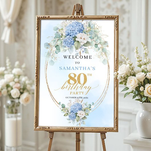 Stofbloem Blauwe Bloemige Eucalyptus 80ste verjaar Poster