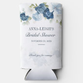 Stofbloem Blauwe Bloemige Eucalyptus Bruidsdouche Seltzer Blikjeskoeler (Voorkant)