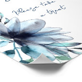 Stofbloem blauwe bloemige liefde is zoete bruids-s poster (Hoek)