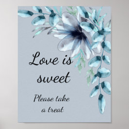 Stofbloem blauwe bloemige liefde is zoete bruidsdo poster