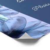 Stofbloem blauwe bloemige liefde is zoete bruidsju poster (Hoek)