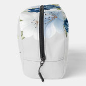 Stofbloem Blauwe Bloemige Monogram Script Waterver Toilettasje (Rechts)