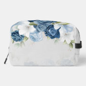 Stofbloem Blauwe Bloemige Monogram Script Waterver Toilettasje (Achterkant)
